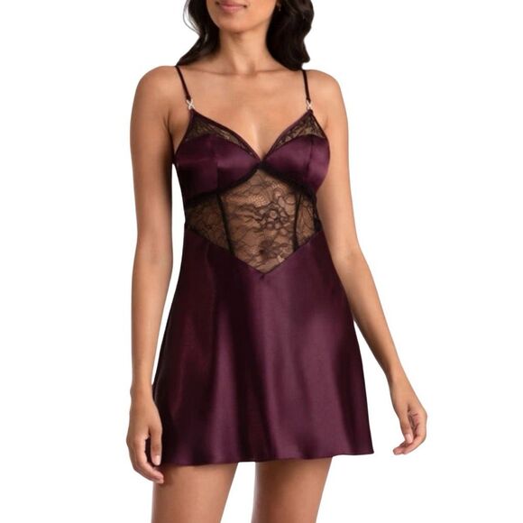 NWT In Bloom by Jonquil Noelle Satin & Lace Chemise - Picture 1 of 6